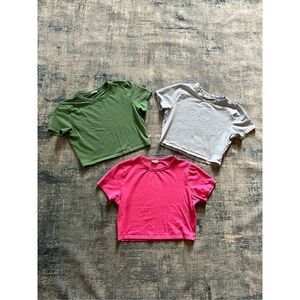 Cotton On Green Blue Pink Mini Lot of 3 Crop Tops Women's Medium